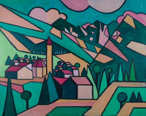 Kunstdruck - Dorf in den Alpen