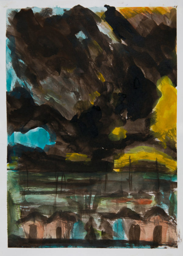 Aquarell mit Tusche - Unwetter